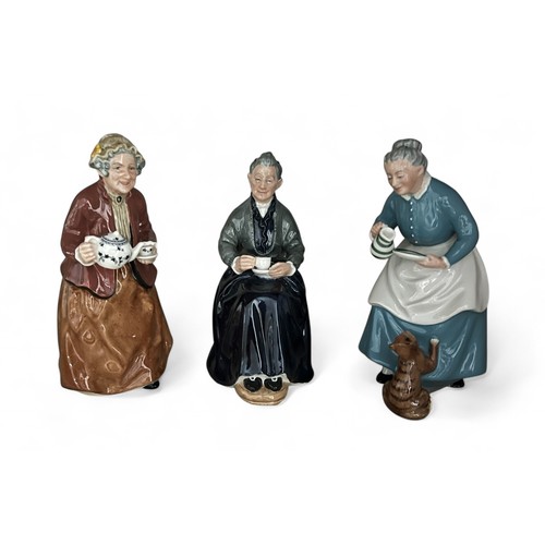 288 - A trio of Royal Doulton figurines to include Teatime HN2255, The Cup of Tea HN2322 and The Favourite... 