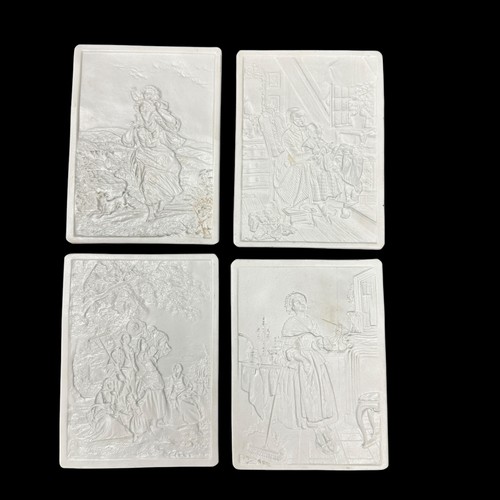 323 - Small range of Continental lithopane panels. All featuring female led scenes. Four in total. (4)