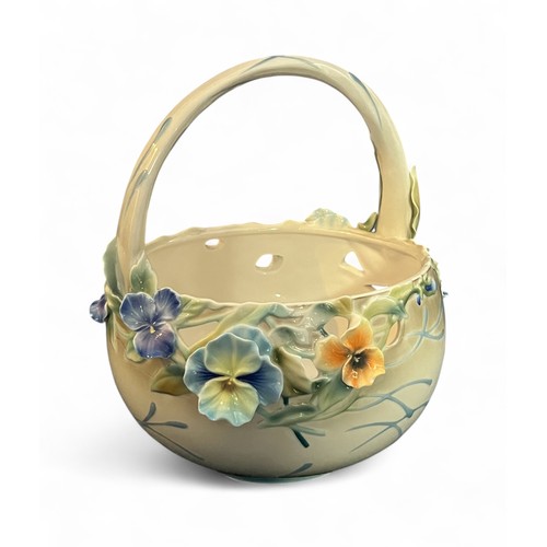 292 - Franz Porcelain, ‘Full Bloom’ limited edition ceramic floral basket. Numbered 278/2000, stamped to b... 