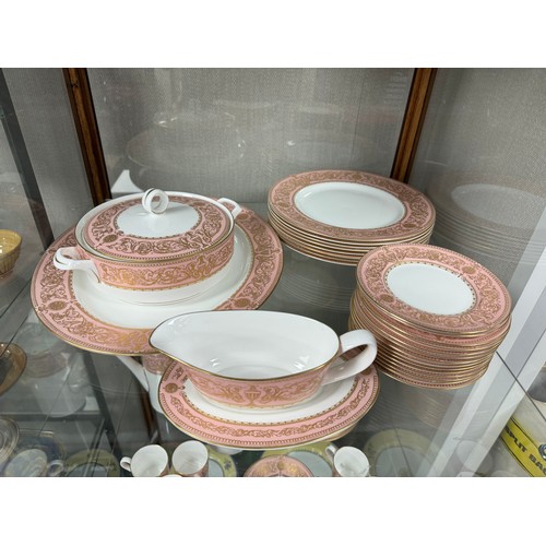 301A - A Royal Worcester pink  'Balmoral' part coffee / dinner service. Comprising of oval serving platter ... 