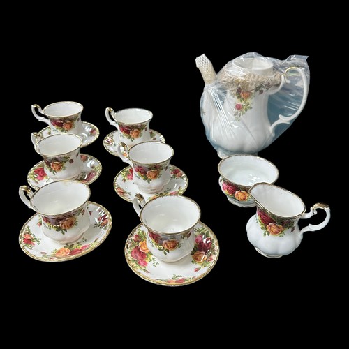 299 - Royal Albert 'Old Country Roses' 16 Piece Coffee Set. Comprising of Cups, Saucers, Coffee Pot, Milk ... 