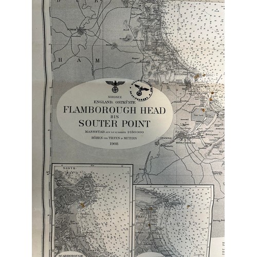 27 - A rare German Kriegsmarine map of Flamborough Head depicting the Flamborough coastline, with origina... 