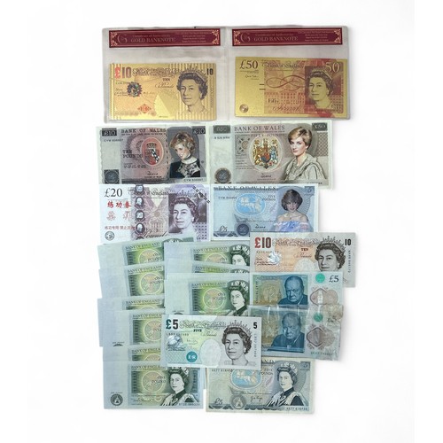 255 - A range of GB and Novelty banknotes (29), including framed set of £1 notes including Beale Z26B, £10... 