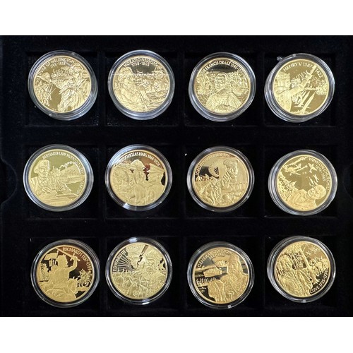 203 - 2004 East Caribbean States $2 The Great British Military Leaders coin collection, with 24 gold plate... 