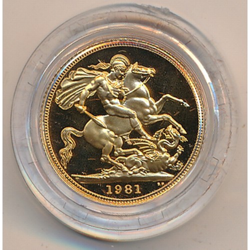 123 - Queen Elizabeth II 1981 boxed gold proof sovereign FDC, with Royal Mint certificate.