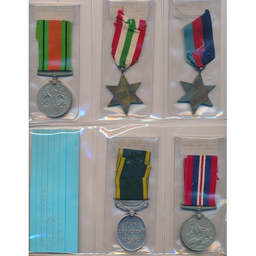 2 - First World War - W. Baldwin - 1939-1945 and Italy Stars, Defence Medal, BWM and Efficiency Medal (M... 