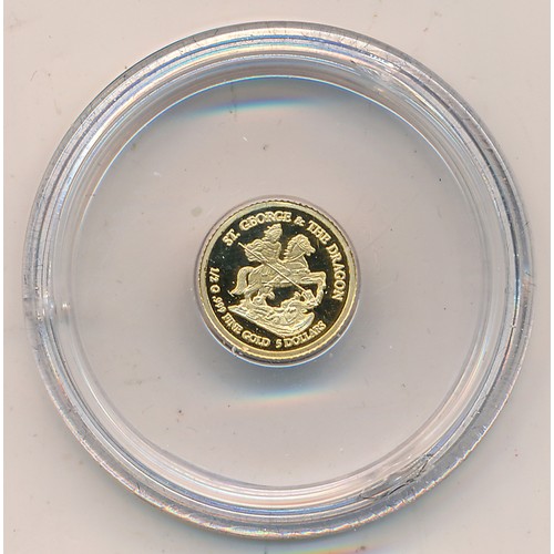 197 - Cook Islands 2010 $5 St. George and the Dragon .999 gold coin.