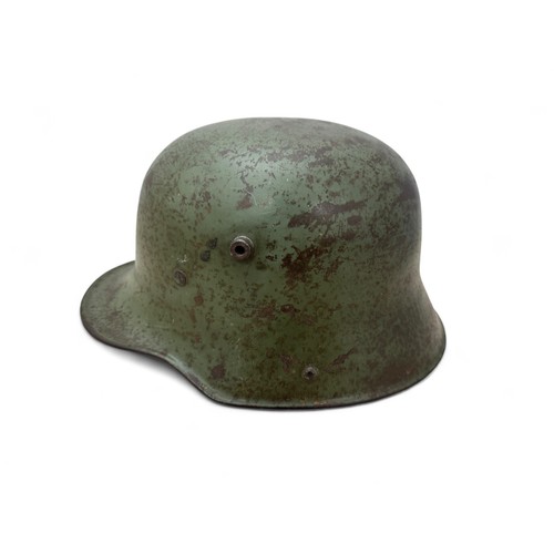 31 - German First World War M16 Si66 helmet shell, no liner, dull green paint 60% complete, stamped to si... 