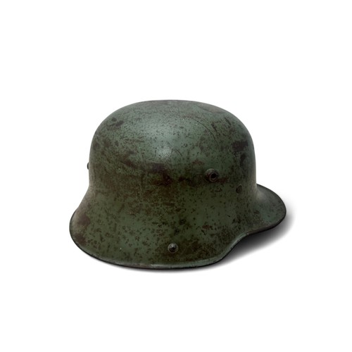 31 - German First World War M16 Si66 helmet shell, no liner, dull green paint 60% complete, stamped to si... 