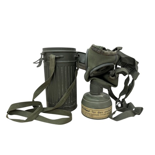 32 - Third Reich civilian Luftschutz gasmask and filter with AUER canister, gasmask stamped A1B, 1937 can... 