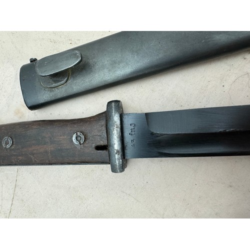 33 - Third Reich K98 43 fnj bayonet, ricasso stamped 7337 (this scored through with single line) Q below,... 