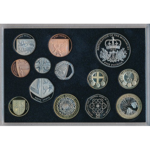 166 - 2010 UK proof coin set of thirteen coins by The Royal Mint, in black box of issue, with booklet and ... 