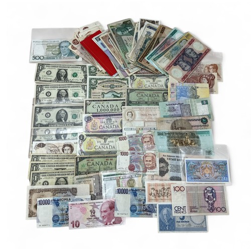 254 - World banknotes collection (110), in mixed condition, with ranges from Brazil, Canada, Germany, Gibr... 