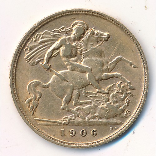 120 - Edward VII 1906 gold half sovereign fine.