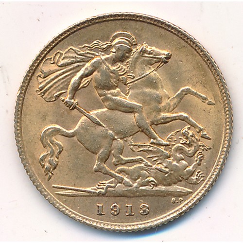 121 - George V 1913 gold half sovereign fine.