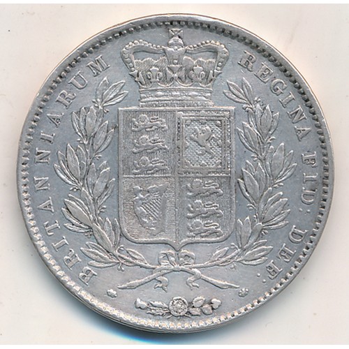 147 - Victoria 1845 crown, very fine, edge knock below date.