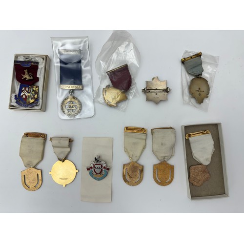 94 - A range of eleven Masonic jewels. Five silver jewels including two R.M.B.I jewels both 1937, R.M.G.I... 