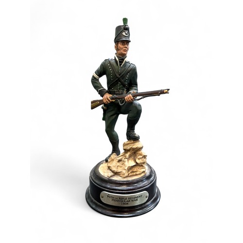 78 - 95th or Rifle Regiment Peninsular War 1808 soldier model by Ballantynes of Walkerburn. Height 20cm.