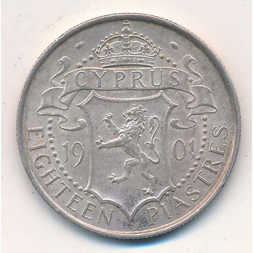 202 - Cyprus 1901 (Queen Victoria) 18 piastres, very fine.