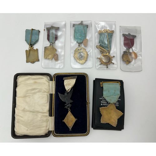 96 - A collection of silver and enamel Masonic jewels. Includes a Red Cross of Constantine KHS breast jew... 