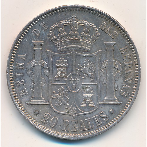 238 - Spain 1854 Isabel II 20 reales, very fine. 25.9g