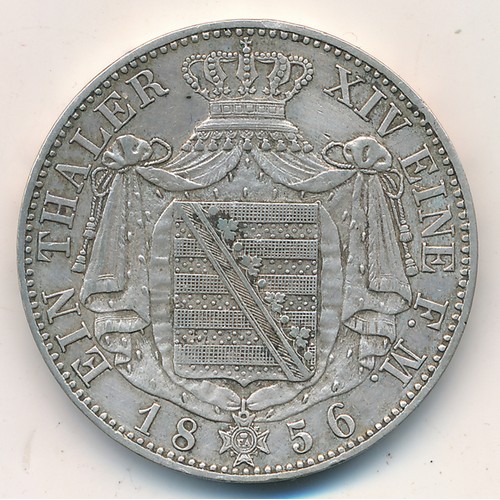 207 - German States - Saxony-Albertine 1856F thaler, fine.