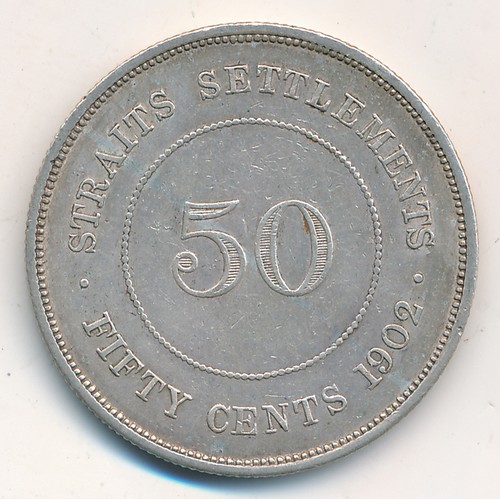 243 - Straits Settlements 1902 50 cents Edward VII. 13.5g