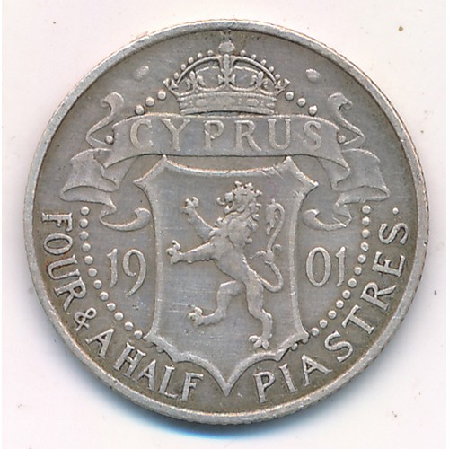 201 - Cyprus 1901 4½ Piastres Queen Victoria, very fine. 2.81g.