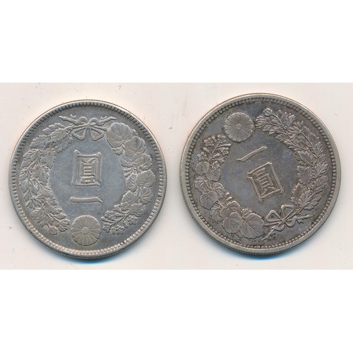 225 - Japan Meiji 1 Yen silver coin, both obv. dragon within beaded circle, rev. chrysanthemum flower. Qty... 