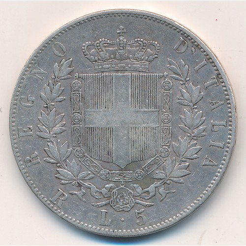 220 - Italy 1876 5 lira. 24.92g