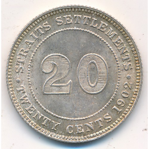 242 - Straits Settlements 1902 20 cents. 5.46g.