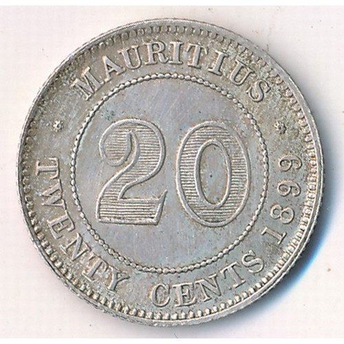 228 - Mauritius 1899 20 cents Queen Victoria, ef. 2.35g.