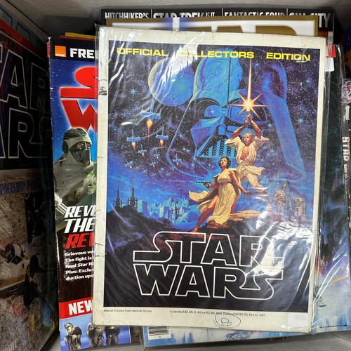 142 - Large box of Star Wars related magazines and cards.