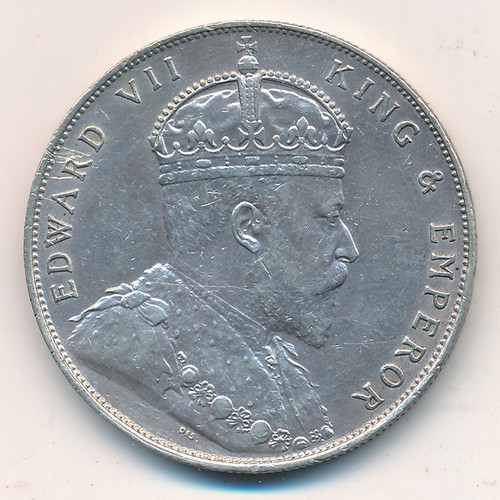 243A - Straits Settlements Edward VII 1907 silver dollar, very fine. 20.24g.