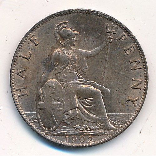 153A - Edward VII 1902 half penny, about uncirculated, full lustre.