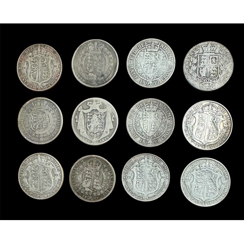 130A - Collection of pre-1920 half crowns (12), fair to fine, with George III 1816, George IV 1823, Victori... 