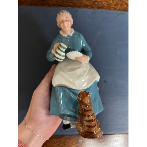 288 - A trio of Royal Doulton figurines to include Teatime HN2255, The Cup of Tea HN2322 and The Favourite... 