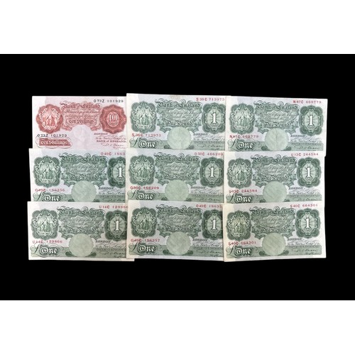 256 - Beale banknotes range (9), with £1 (8) and 10/- O73Z. Qty 9