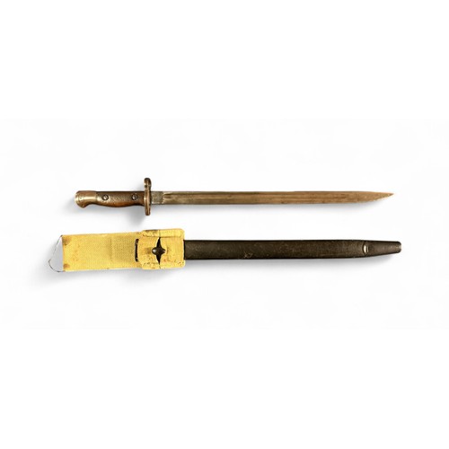 72 - 1915 Sanderson 1907 Pattern bayonet and scabbard, ricasso marked crown/GR/1907/8 ‘15/Sanderson, othe... 