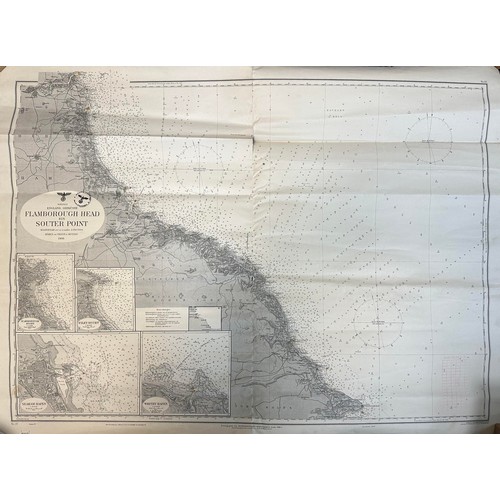 151 - A rare German Kriegsmarine map of Flamborough Head depicting the Flamborough coastline, with origina... 