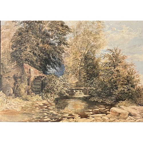 398 - Alexander Handcock (British, 1853-1932), large watermill landscape watercolour on paper, 1882. Signe... 