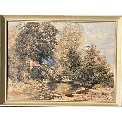 398 - Alexander Handcock (British, 1853-1932), large watermill landscape watercolour on paper, 1882. Signe... 