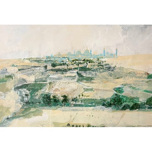 420 - Stewart Lees (Scottish, 1926-2008), ‘Medina’ acrylic and watercolour landscape on paper. Signed in p... 