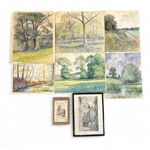 393 - Small range of six original watercolour landscapes, most signed, to include; J. Mackney, G A Laice. ... 