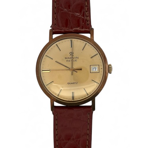 115 - A Boxed Marvin Revue Men's Wristwatch with brown leather straps, Reference No. B291/53418 with origi... 