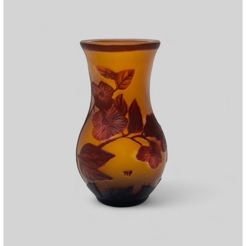 360 - Emile Galle (French, 1846-1904), early 20th Century cameo glass vase, cut with foliage decoration. C... 