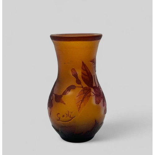 360 - Emile Galle (French, 1846-1904), early 20th Century cameo glass vase, cut with foliage decoration. C... 