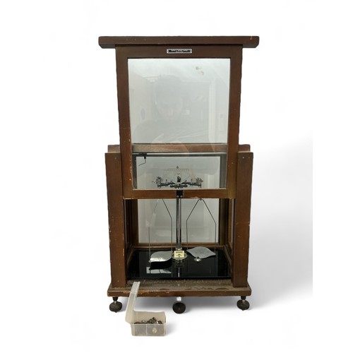 163 - Vintage Scientific Scales by Griffin & George Limited Made in Gt Britain. Scales housed in a wooden ... 