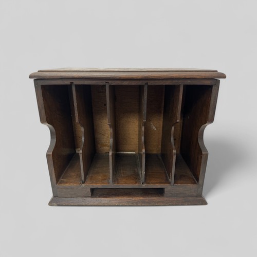 257 - 19th / 20th Century oak hotels stationary / letter organiser. Five segments, lower opening. Height 2... 