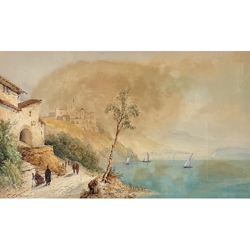 392 - Frank Catano (Italian, fl. 1880-1920) also known as Edwin St. John, watercolour landscape on paper. ... 